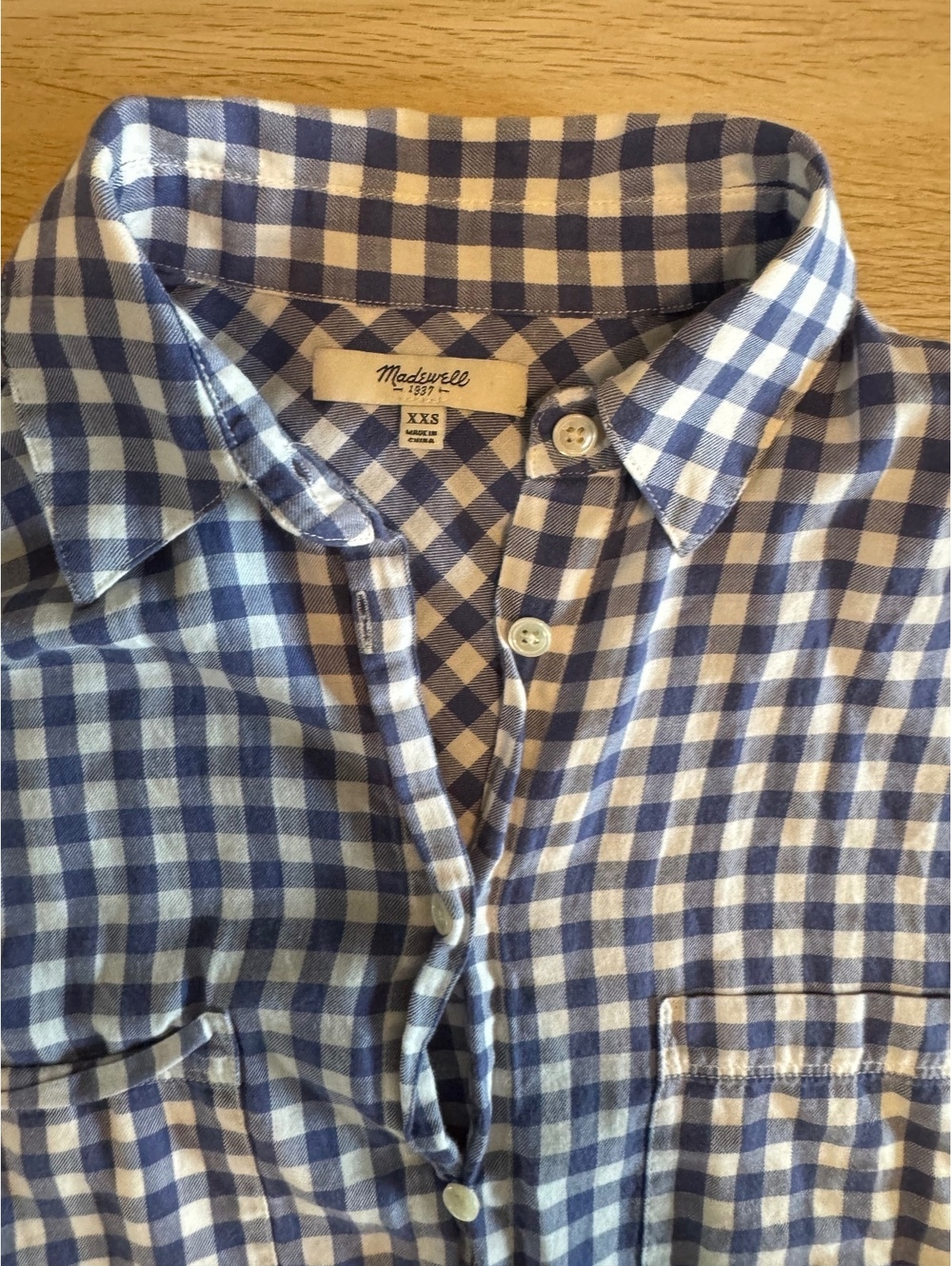 Madewell 100% cotton Cottage Gingham Check Button-Up Short Sleeve Shirt XXS